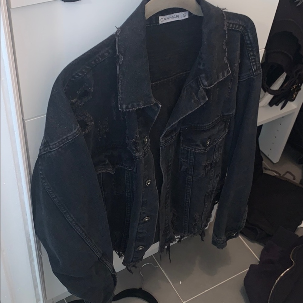 Carmar distressed black jean jacket oversized